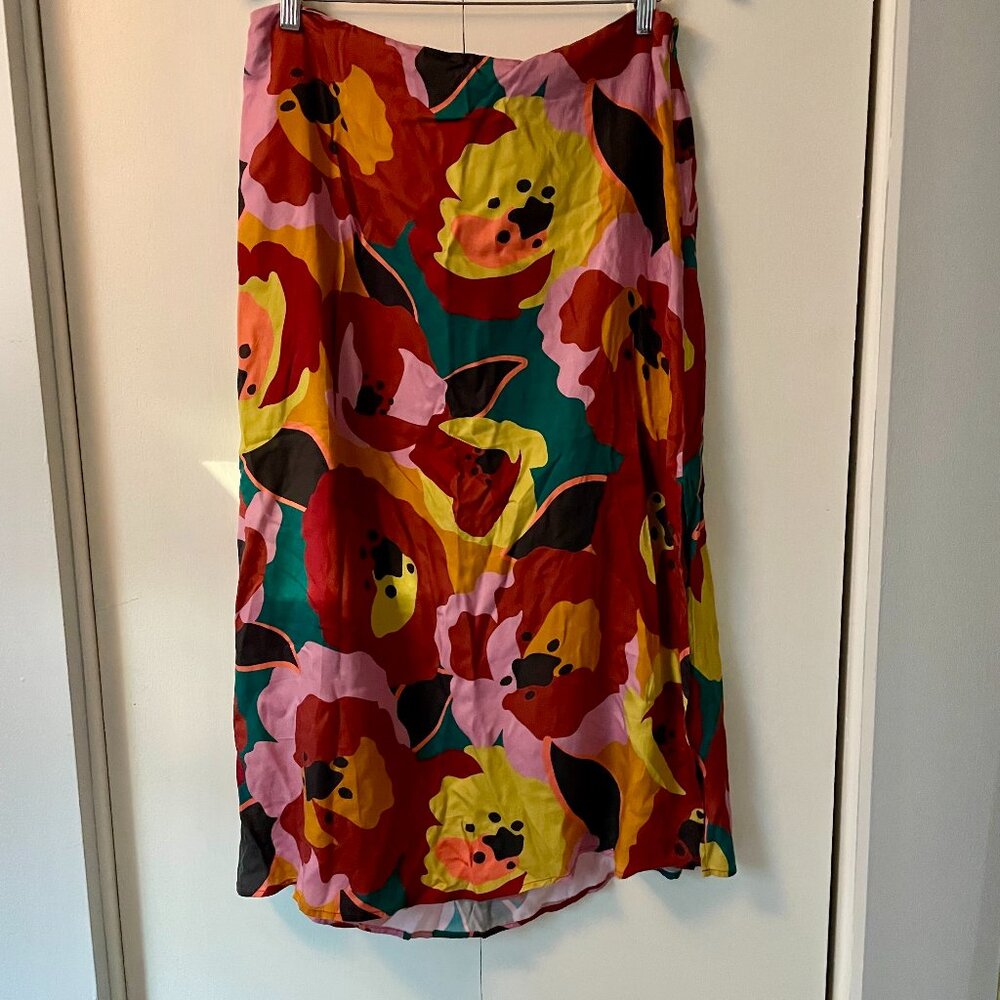 Marine Layer Ryan Skirt Lightweight Slip Midi Exploded Floral Multicolor NWT 14 - Picture 3 of 5